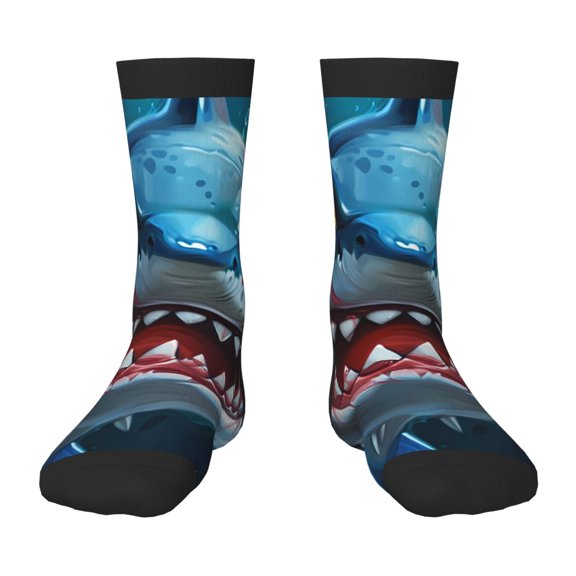 Rateoe Cartoon Cute Shark Pattern Children's Socks, Socks Gifts ,kids Crew Soft Cotton Socks , Moisture-Wicking, Durable, Ideal for Daily Wear & Sports