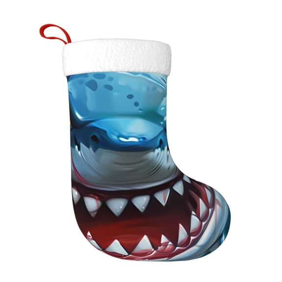 Rateoe Cartoon Cute Shark Print Christmas Stockings,18 Inch Large Christmas Stockings Decoration Ornaments for Holiday Home Fireplace Indoors
