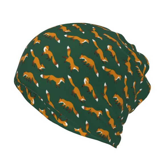 Rateoe Cartoon Fox 1 Cotton Slouchy Beanie Hat for Men/Women,Lightweight Oversize Large Thin Skull Cap Night Sleeping Cap