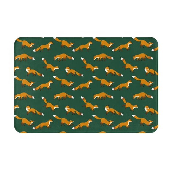 Rateoe Cartoon Fox 1 Pattern Flannel Door Mat Indoor Outdoor Entrance, Waterproof All-Weather Doormat,Fade Resistant, Low Profile Entryway Mat 16x24in
