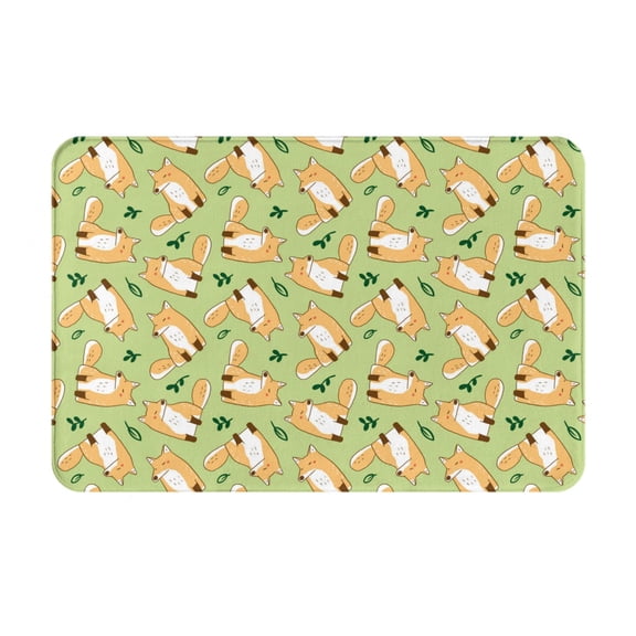 Rateoe Cartoon Fox 2 Pattern Flannel Door Mat Indoor Outdoor Entrance, Waterproof All-Weather Doormat,Fade Resistant, Low Profile Entryway Mat 16x24in