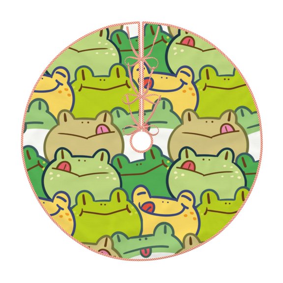 Rateoe Cartoon Frog Pattern Christmas Tree Skirt with Ties , Christmas Tree Decorations, Farmhouse Christmas Decor Xmas Holiday Decorations-48"