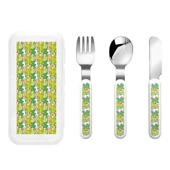 Rateoe Cartoon Frog for Stainless Steel Kids Silverware Set - Child and Toddler Safe Flatware - Children's Knife, Fork And Spoon Set