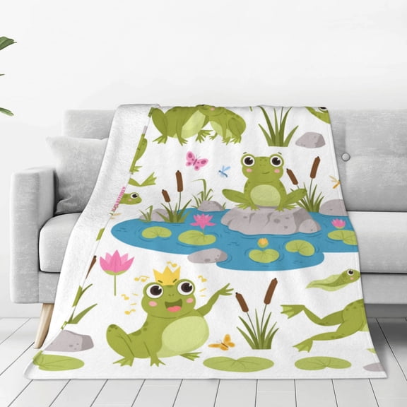 Rateoe Cartoon Frogs Print Fuzzy Fleece Throw Blanket Extra Large,Super Soft,Fluffy and Warm Blankets for Couch,Bed,All Season Use (40"x30")
