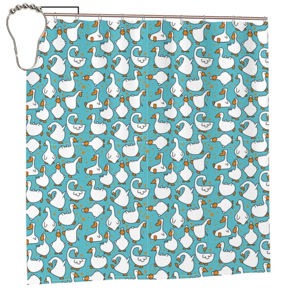 Rateoe Cartoon Funny Goose Shower Curtain - Fancy Bathroom Shower Curtain Sets - Waterproof Shower Curtain with Hooks with 12 Plastic Hooks 72x72 Inches