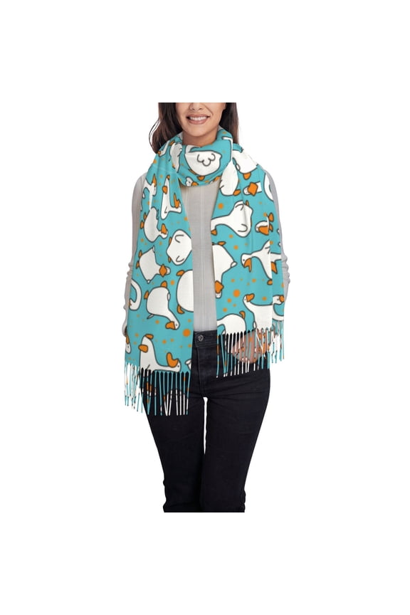 Cartoon Funny Goose Women's Traditional Scarf Wrap Tassel Shawl Fringes Neck Head Shawl Retro Scarf
