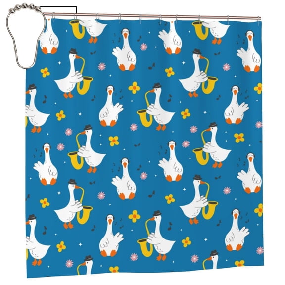 Rateoe Cartoon Goose Shower Curtain - Fancy Bathroom Shower Curtain Sets - Waterproof Shower Curtain with Hooks with 12 Plastic Hooks 72x72 Inches