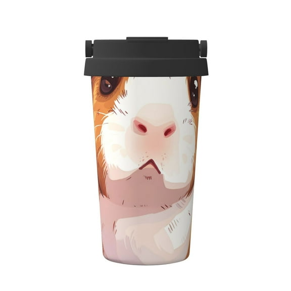 Rateoe Cartoon Guinea Pig Pattern Travel Coffee Mug Tumbler with Flip Lid | Reusable Insulated Stainless Steel Cold Brew Iced Coffee Cup Thermos