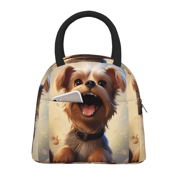Rateoe Cartoon Happy Cute Puppy Pattern Lunch Bag Women, Lunch Box, Lunch Bag, Small Leakproof Lunch Tote Large Capacity Reusable Insulated Cooler Lunch Container