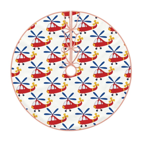 Rateoe Cartoon Helicopter Pattern Christmas Tree Skirt with Ties , Christmas Tree Decorations, Farmhouse Christmas Decor Xmas Holiday Decorations-48"