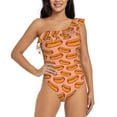 thumbnail image 1 of Rateoe Cartoon Hot Dog Pattern Women One Piece Swimsuits Tummy Control One Shoulder Bathing Suits Ruffle Swimwear-Medium, 1 of 6