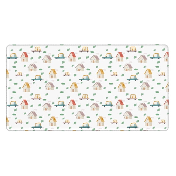Rateoe Cartoon House Print Mouse Pad - Extended Large Gaming Mousepad,Non-Slip Stitched Edge,16x29.5 Inch