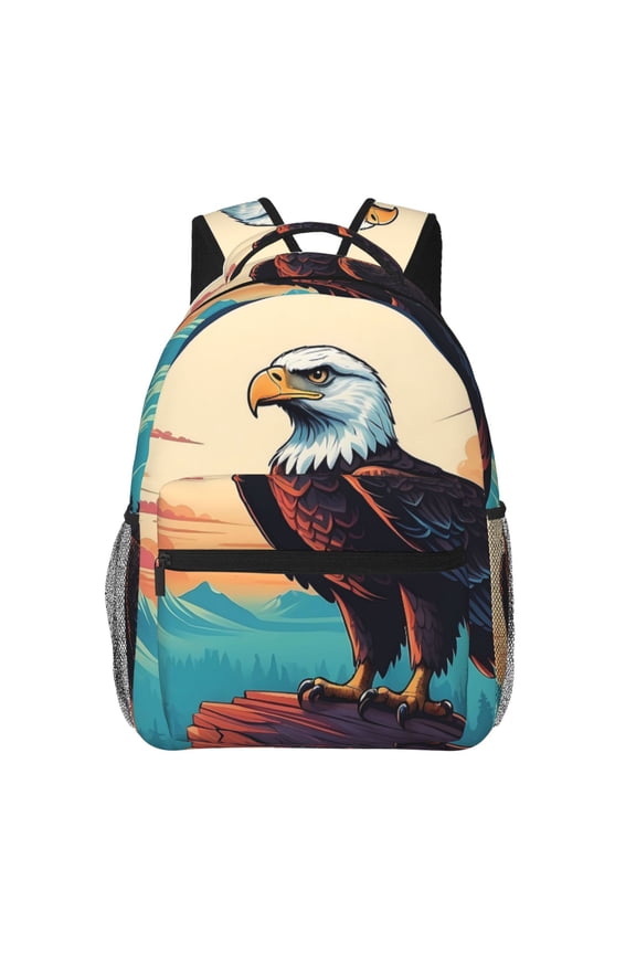 Cartoon Iceberg Bald Eagle Pattern Casual Backpack for School, Work, Travel Adjustable Straps, Multiple Compartments Ergonomic Design, Fits Laptops and Tablets