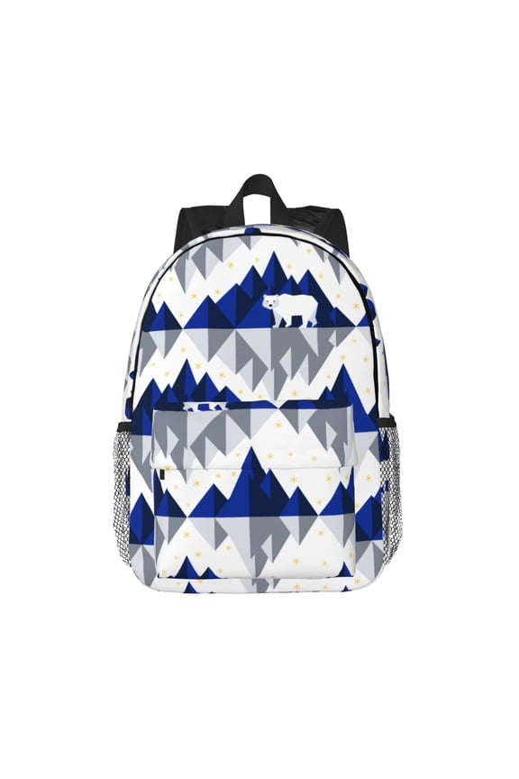 Cartoon Iceberg Polar Bear Pattern Student Backpack Water-resistant Backpack 15-inch Laptop Backpack Lightweight Adjustable School Backpack