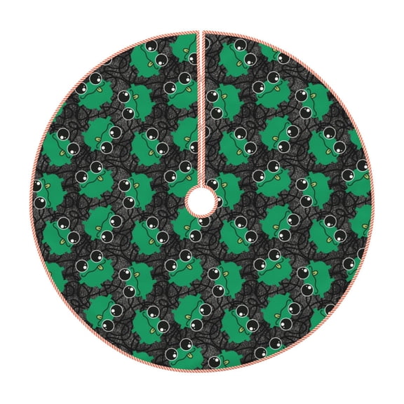 Rateoe Cartoon Kawaii Frogs Pattern Christmas Tree Skirt with Ties , Christmas Tree Decorations, Farmhouse Christmas Decor Xmas Holiday Decorations-