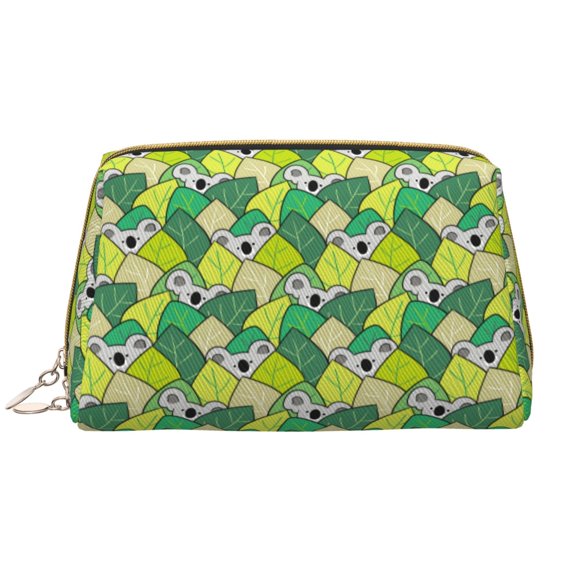 Rateoe Cartoon Koala Bear and Leaf for Travel Makeup Bag,Large Capacity Cosmetic Bags for Women,Waterproof Portable Pouch Open Flat Toiletry Bag Make up Organizer