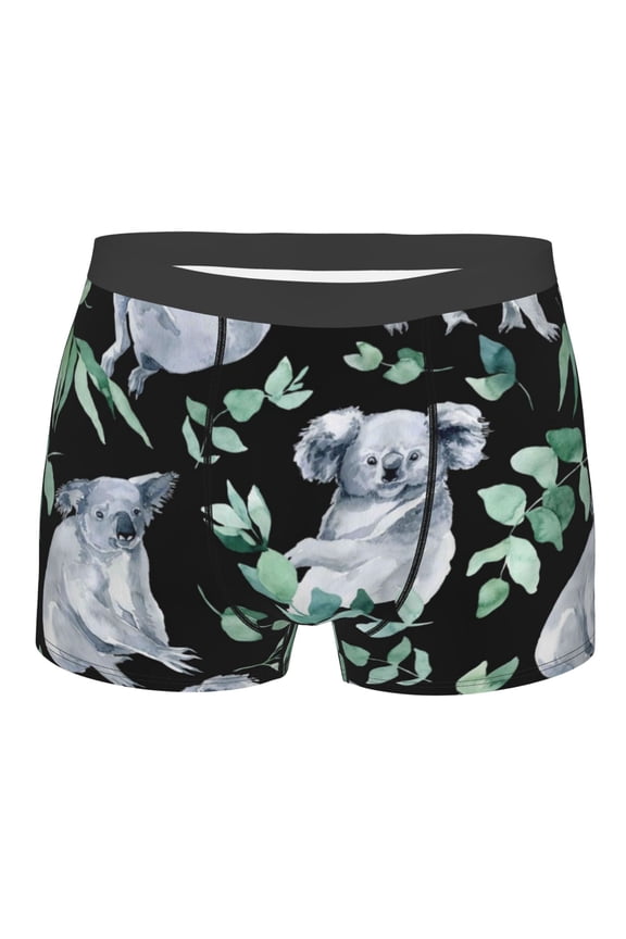 Cartoon Koala Bear Mens Boxer Briefs Poly Spandex Performance Boxer Briefs Underwear Hem Boxer Briefs - Large