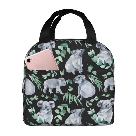 Rateoe Cartoon Koala Bear Pattern Insulated Lunch Bag with Thick Aluminum Foil Lunch Tote Bag with Front Pocket for Men and Women, Ideal for Work, School, Picnics, and Travel