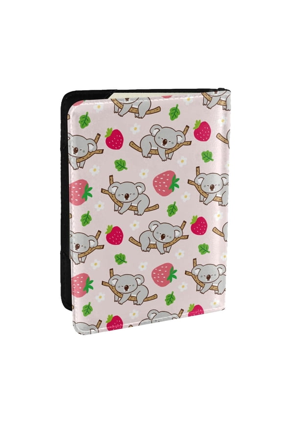 Cartoon Koala Bear Pattern Passport Holder Wallet Leather Mulit-purpose Travel Wallet Credit Cards Case ,Passport Cover for Women Men-6.5 in