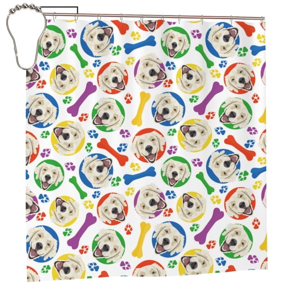 Rateoe Cartoon Labrador Retriever Shower Curtain - Fancy Bathroom Shower Curtain Sets - Waterproof Shower Curtain with Hooks with 12 Plastic Hooks 72x72 Inches