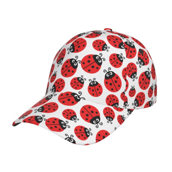 Rateoe Cartoon Ladybug Pattern Mens Baseball Cap Adjustable Curved Brim Hat, Soft Cotton Sports Cap for Outdoor, Casual, and Everyday Wear, Comfortable & Breathable