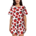 thumbnail image 1 of Rateoe Cartoon Ladybug Pattern Women's Short-Sleeved Pajama Set - 2 Piece Soft and Lightweight Sleepwear Set-Large, 1 of 6