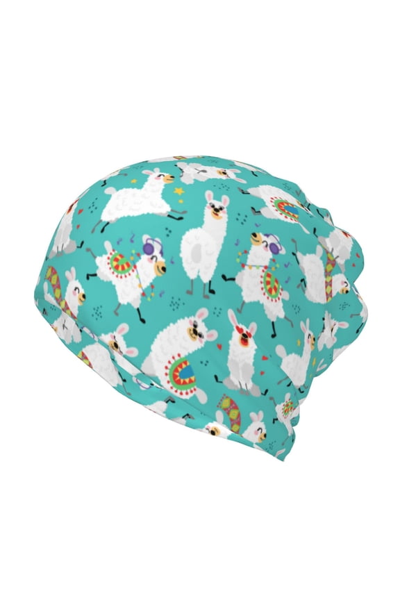 Cartoon Llamas Cotton Slouchy Beanie Hat for Men/Women,Lightweight Oversize Large Thin Skull Cap Night Sleeping Cap