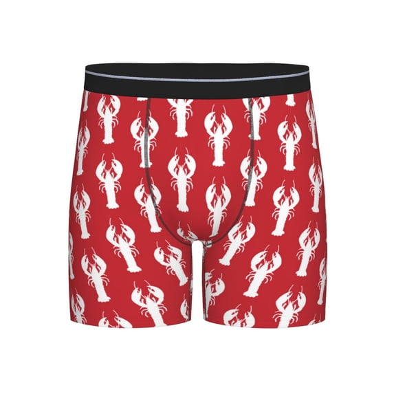 Rateoe Cartoon Lobster Print Men’s Underwear Boxer Briefs Soft Comfortable Underwear Boxer Briefs, Long Leg Briefs,Anti-chafing Boxer Briefs