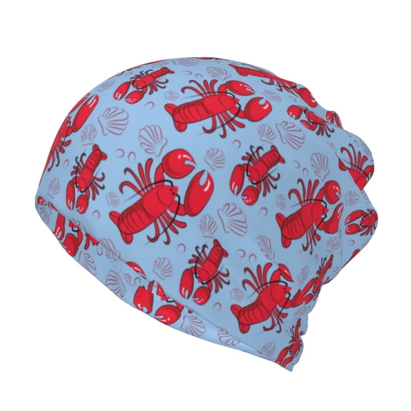 Rateoe Cartoon Lobsters 2 Cotton Slouchy Beanie Hat for Men/Women,Lightweight Oversize Large Thin Skull Cap Night Sleeping Cap