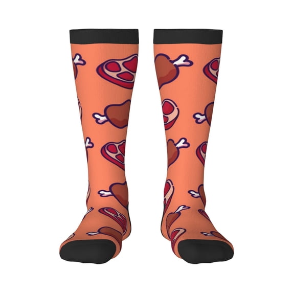 Rateoe Cartoon Meat Pattern Women’s Knee High Crew Socks,Trouser Socks Comfortable, Breathable, Moisture-Wicking and Soft