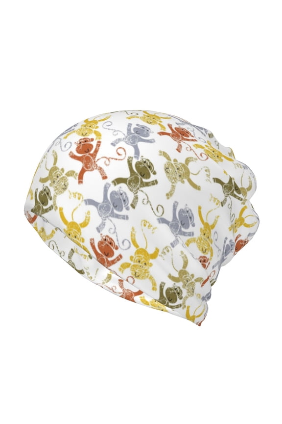 Cartoon Monkey Cotton Slouchy Beanie Hat for Men/Women,Lightweight Oversize Large Thin Skull Cap Night Sleeping Cap