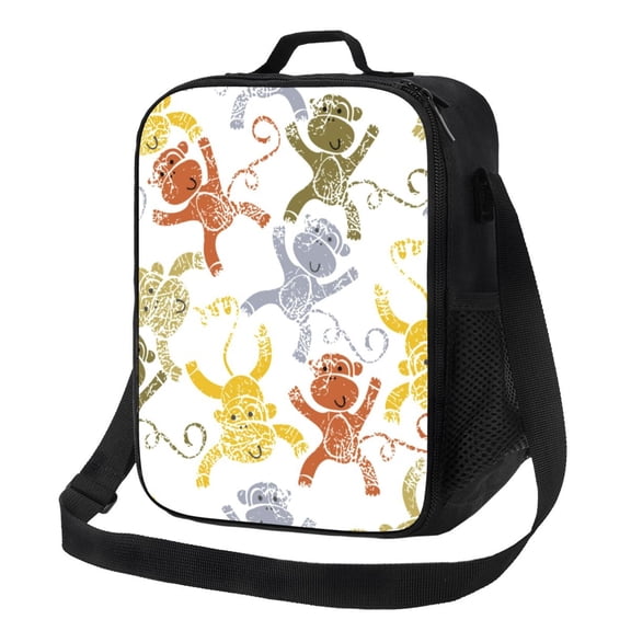 Rateoe Cartoon Monkey Lunch Bag Reusable Lunch Box with Shoulder Straps for Men Women Insulated Portable Lunchbox for adults Suitable for School Work Picnic