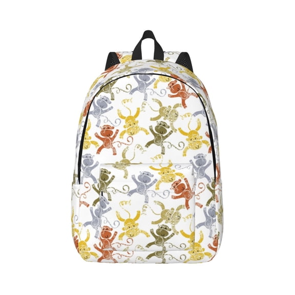Rateoe Cartoon Monkey Pattern Canvas College Laptop Backpack,Travel Daypack,Durable Rucksack Travel Notebook Bag School Backpack Book Bag for Men Women-Medium