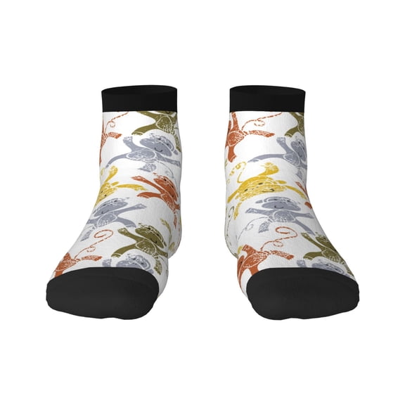 Rateoe Cartoon Monkey Pattern Quarter Crew Socks,Toe Seamed Ankle Socks,Cotton Cushioned Breathable Athletic Crew Sports Socks