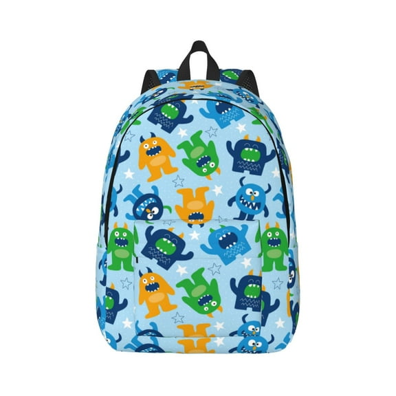 Rateoe Cartoon Monster Pattern Canvas College Laptop Backpack,Travel Daypack,Durable Rucksack Travel Notebook Bag School Backpack Book Bag for Men Women-Small
