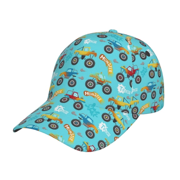 Rateoe Cartoon Monster Truck Pattern Baseball Cap Outdoor Cap Mountain Dad Hat - Unstructured Soft Cotton Cap-Adjustable UV Protection Cap
