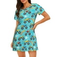 thumbnail image 1 of Rateoe Cartoon Monster Truck Print Women’s Nightdress – Cozy Cotton Short-sleeved Sleep Shirt, Loose-Fit Sleepwear, Perfect for Relaxing and Sleeping, 1 of 6