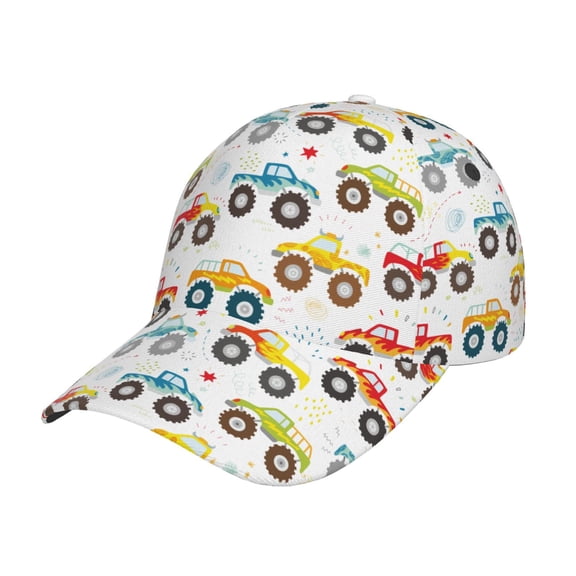 Rateoe Cartoon Monster Trucks Pattern Baseball Cap Outdoor Cap Mountain Dad Hat - Unstructured Soft Cotton Cap-Adjustable UV Protection Cap