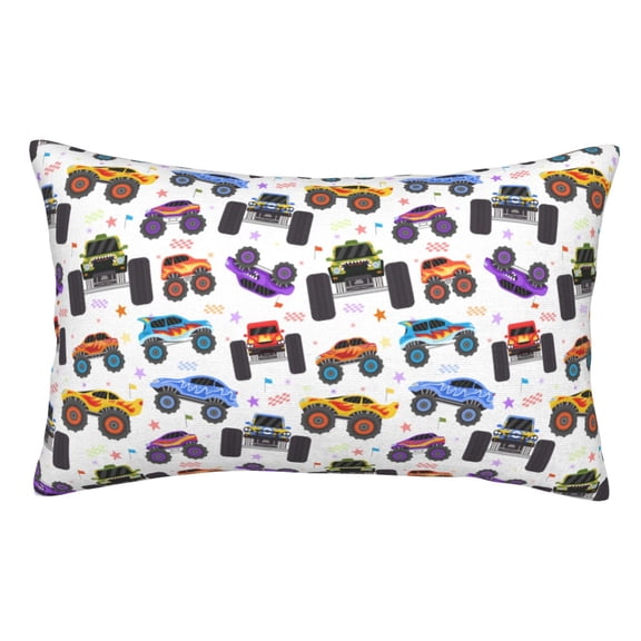Rateoe Cartoon Monster Trucks1 Pattern Decorative Pillow Case,Throw Pillow Covers,Plush Pillow Cover,Soft Pillow Case,Velvet Pillow Case-20"x30"