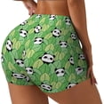 thumbnail image 1 of Rateoe Cartoon Panda And Leaf 1 Printed Power Workout Shorts for Women Tummy Control Squat Proof Ribbed Thick Seamless Scrunch Active Short-Large, 1 of 8