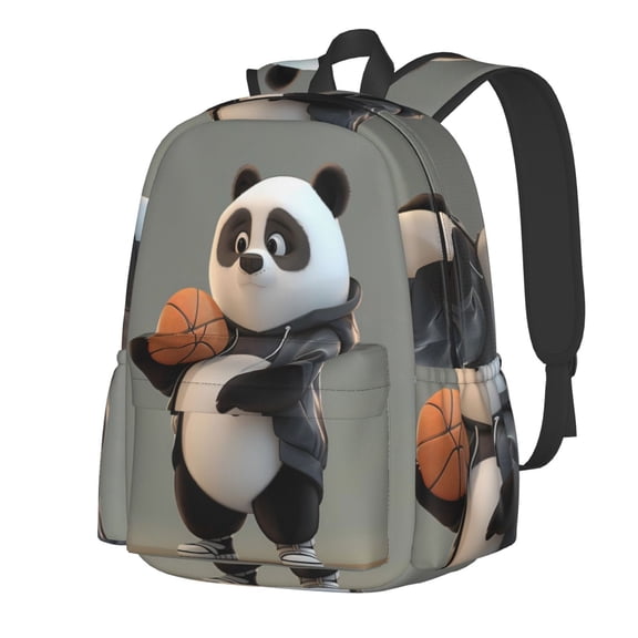 Rateoe Cartoon Pandas Basketball Pattern Student Backpack,Backpack for School,Lightweight Bag,Travel Backpack,Outdoor Backpack,Large Capacity Backpack