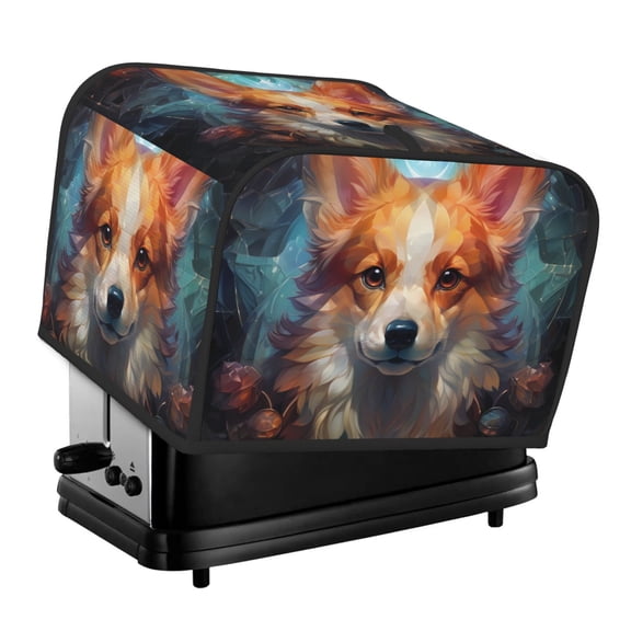 Rateoe Cartoon Pattern Corgi Pattern Toaster Covers 4 Slice Wide Slot,Bread Machine Cover,Bread Dust Cover & Fingerprint Protection,Appliance Covers