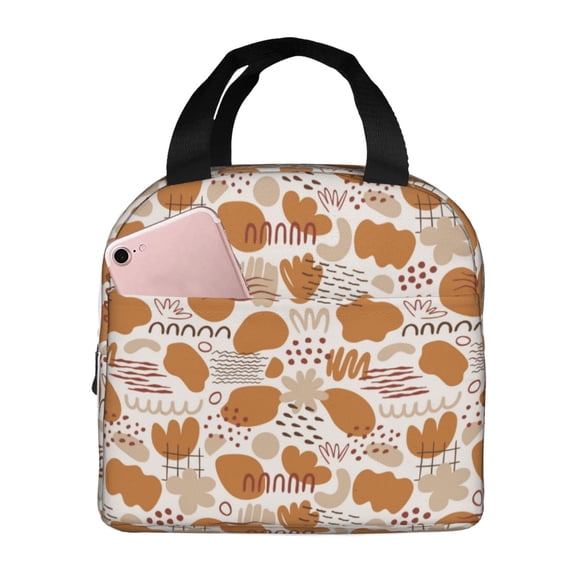 Rateoe Cartoon Pattern Insulated Lunch Bag with Thick Aluminum Foil Lunch Tote Bag with Front Pocket for Men and Women, Ideal for Work, School, Picnics, and Travel