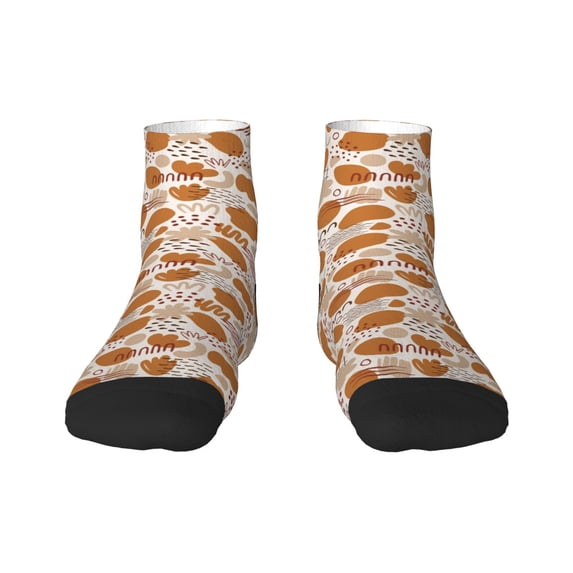 Rateoe Cartoon Pattern Quarter Crew Socks,Toe Seamed Ankle Socks,Cotton Cushioned Breathable Athletic Crew Sports Socks
