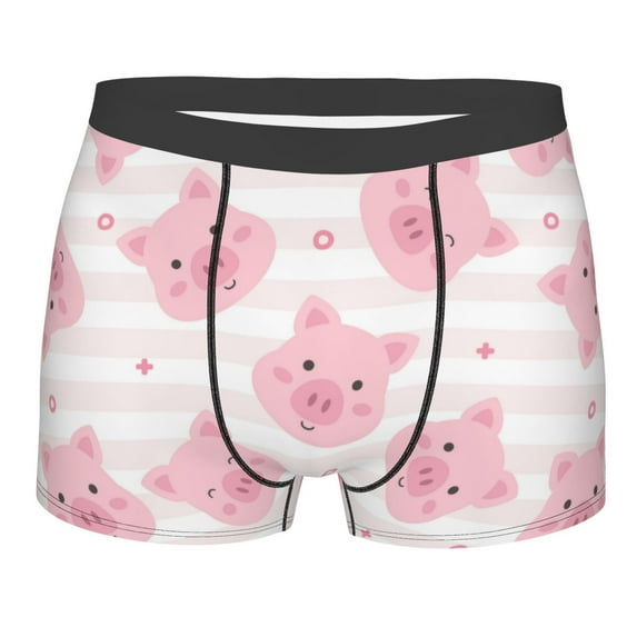 Rateoe Cartoon Pig Mens Boxer Briefs Poly Spandex Performance Boxer Briefs Underwear Hem Boxer Briefs - Large