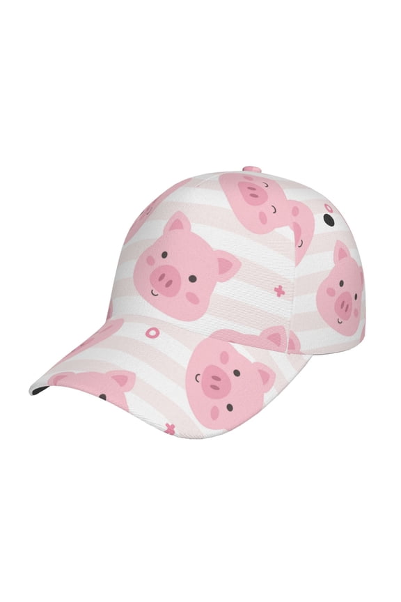 Cartoon Pig Pattern Baseball Cap Outdoor Cap Mountain Dad Hat - Unstructured Soft Cotton Cap-Adjustable UV Protection Cap