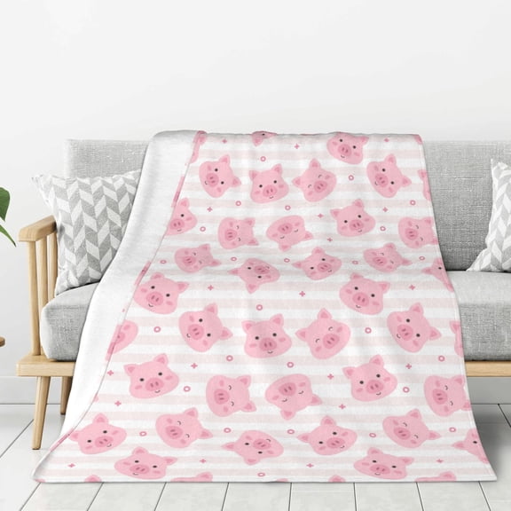 Rateoe Cartoon Pig Pattern Flannel Throw Blanket, Ultra-soft Blanket for Bed, Couch, Car, Hypoallergenic Anti-pilling blanket-40"x30"(Vertical)