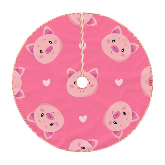 Rateoe Cartoon Pigs and Hearts Pattern Christmas Tree Skirt with Ties , Christmas Tree Decorations, Farmhouse Christmas Decor Xmas Holiday Decorations-30"