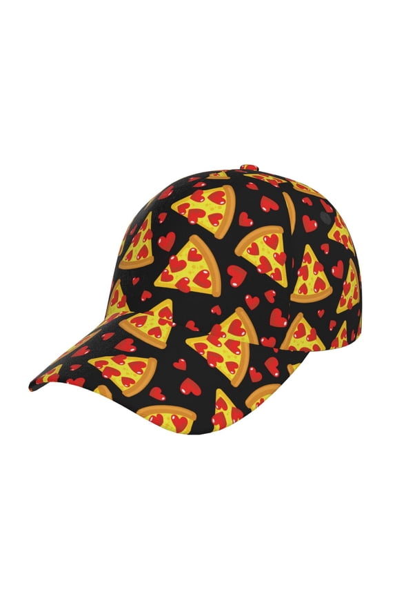 Cartoon Pizza Pattern Baseball Cap Outdoor Cap Mountain Dad Hat - Unstructured Soft Cotton Cap-Adjustable UV Protection Cap