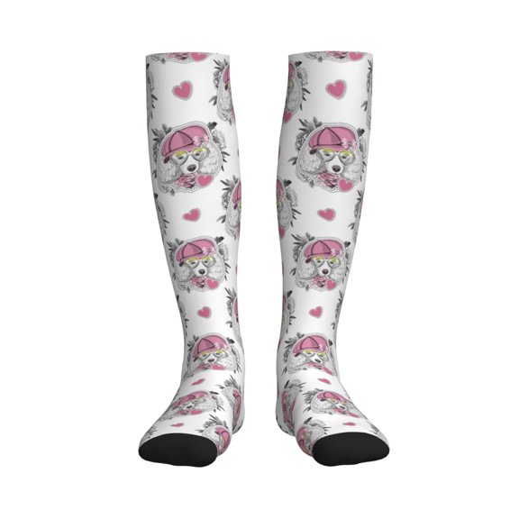 Rateoe Cartoon Poodle Dog Compression Socks for Women and Men 20-30mmHg-Circulation Support Socks Knee High Nurse Pregnant Running Medical and Travel Athletic